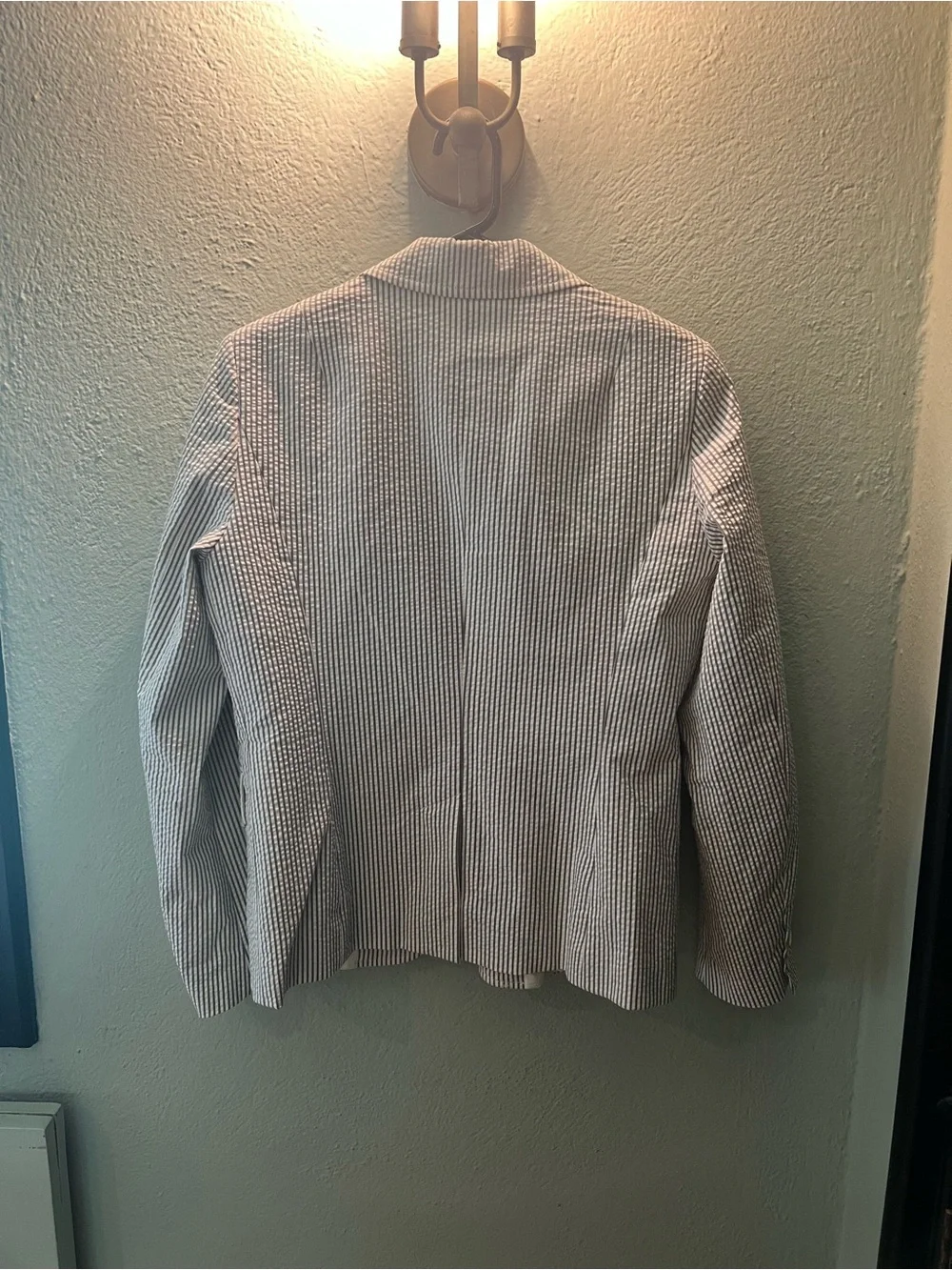 J. Crew Gray and White Seersucker Blazer